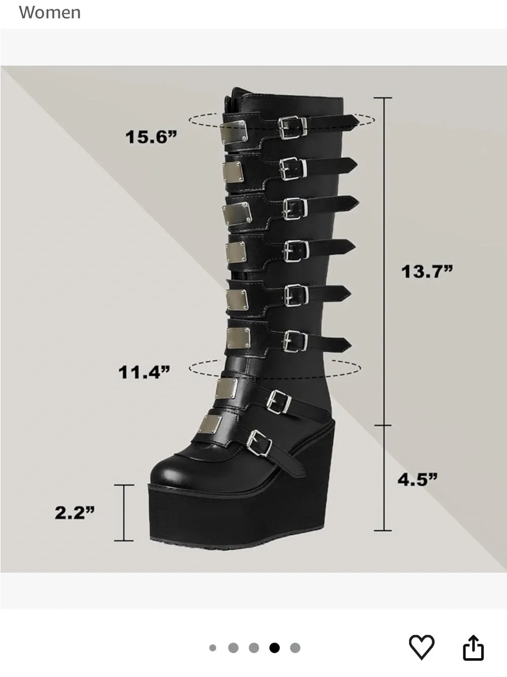 Gothic Black Knee-High Buckle Platform Boots - Women - Picture 2 of 9
